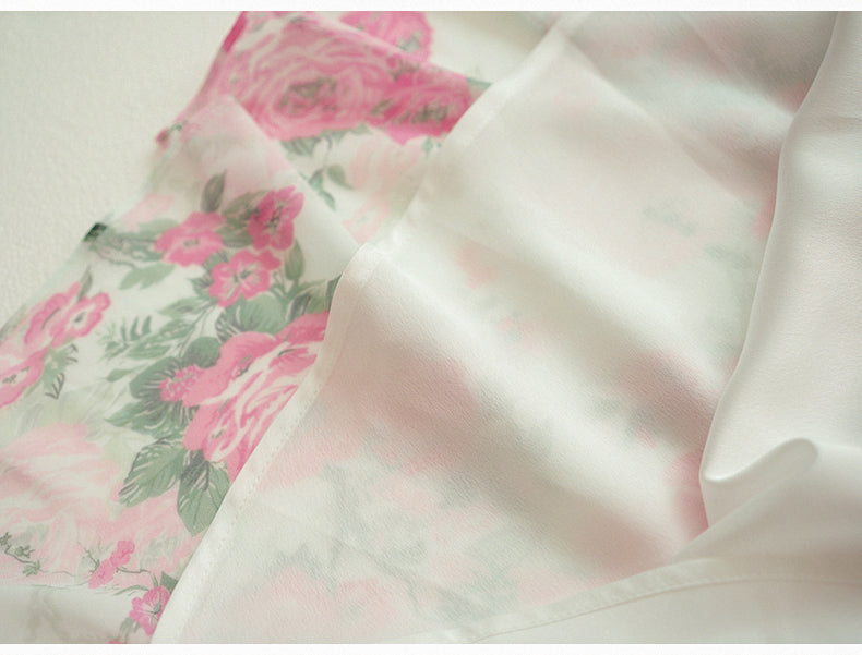 ASYMMETRIC RUFFLE FLORAL CHIFFON HOCOMAXI DRESS