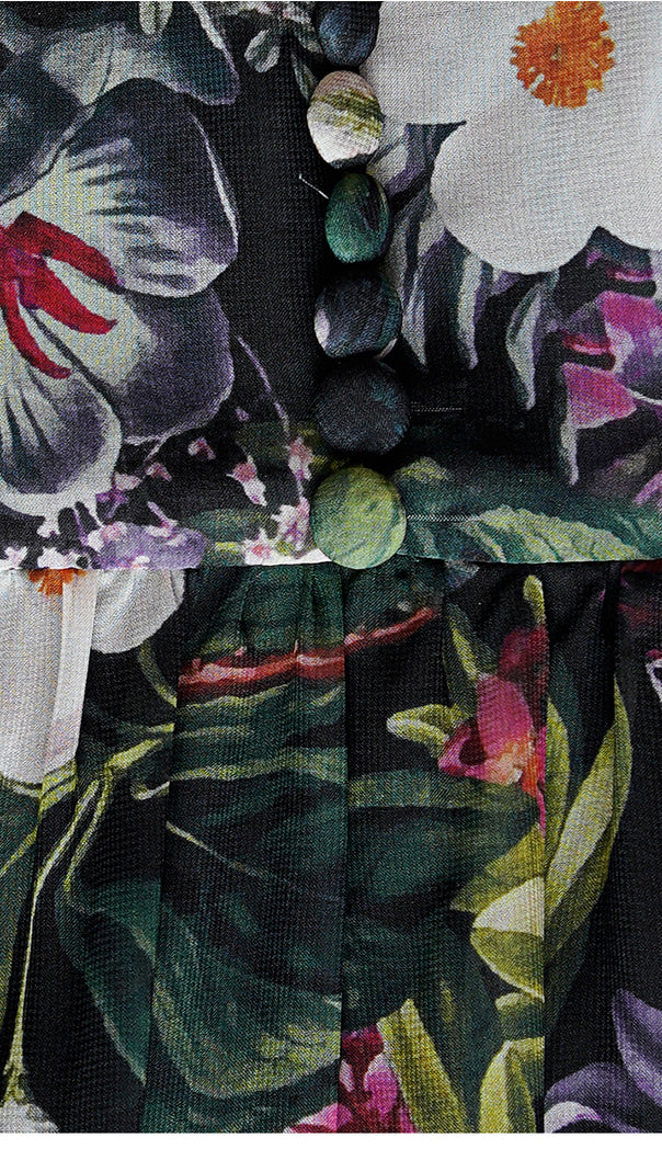 AIIZIE FLORAL PRINT TIERED MAXI DRESS WITH SHEER SLEEVES - product image