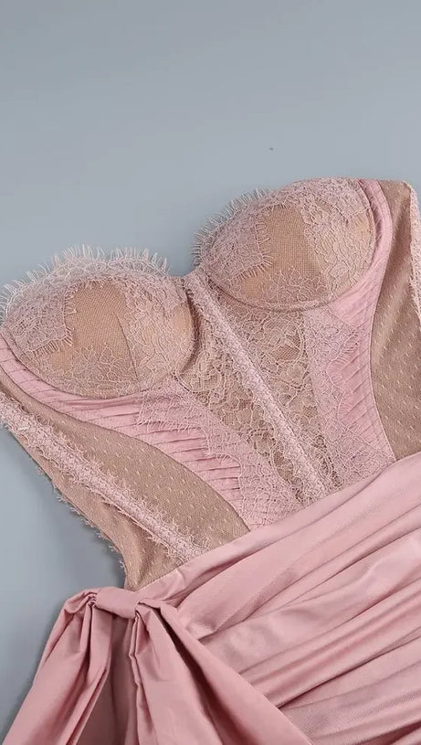 CORSET LACE MINI DRESS IN PINK