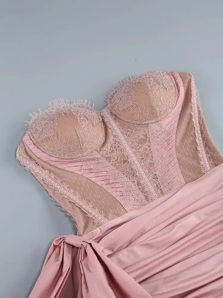 AIIZIE CORSET LACE MINI DRESS IN PINK - product image