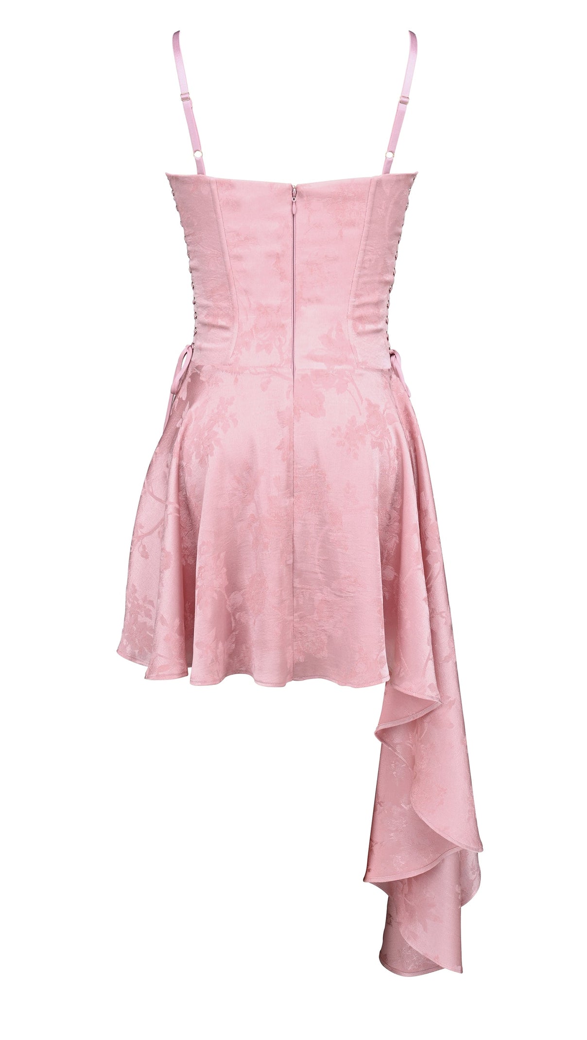 LOLA WINE JACQUARD SATIN DRAPED MINI DRESS[PRE ORDER]