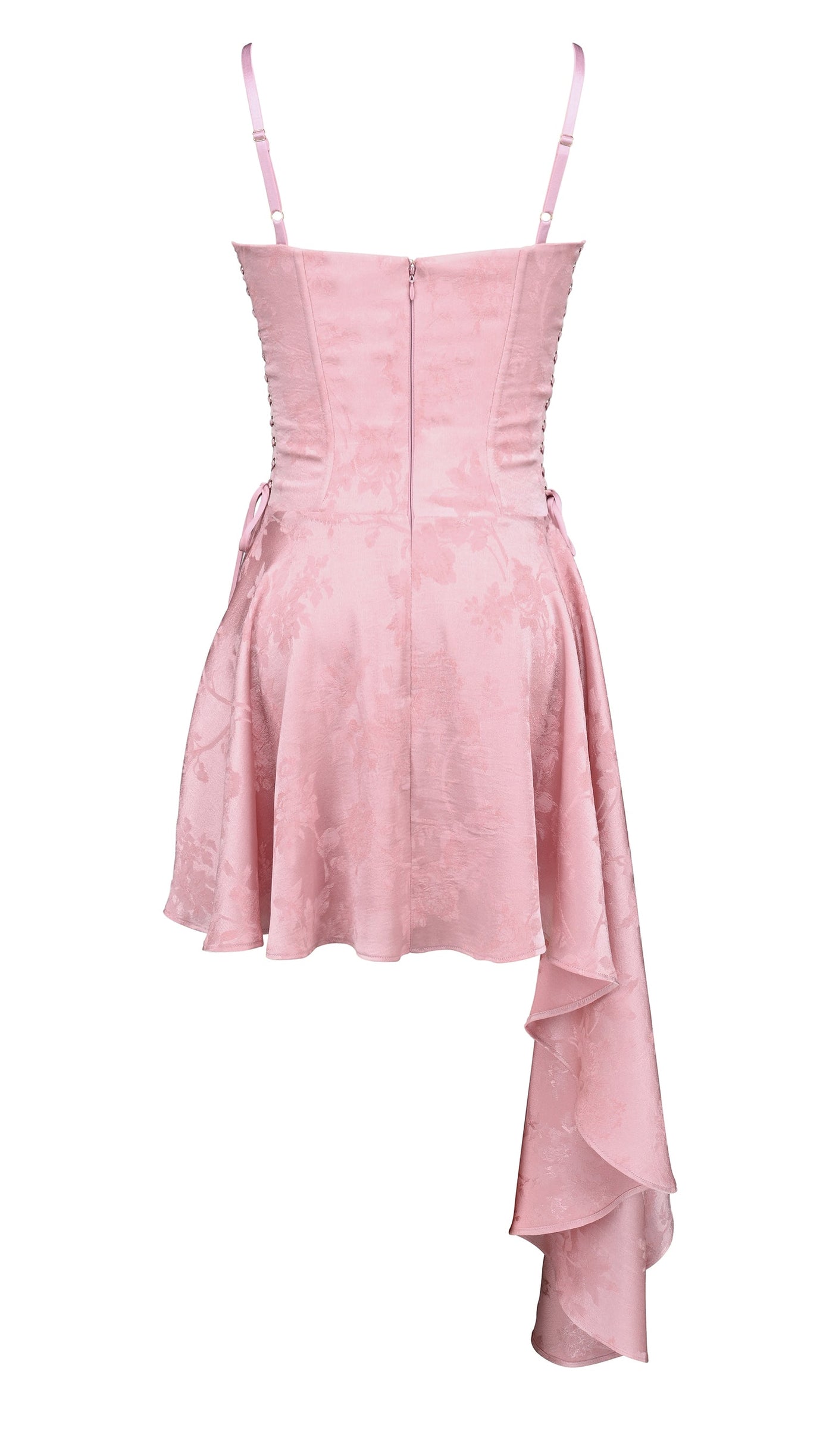 Lola Wine – Drapiertes Minikleid aus Jacquard-Satin [Vorbestellung]