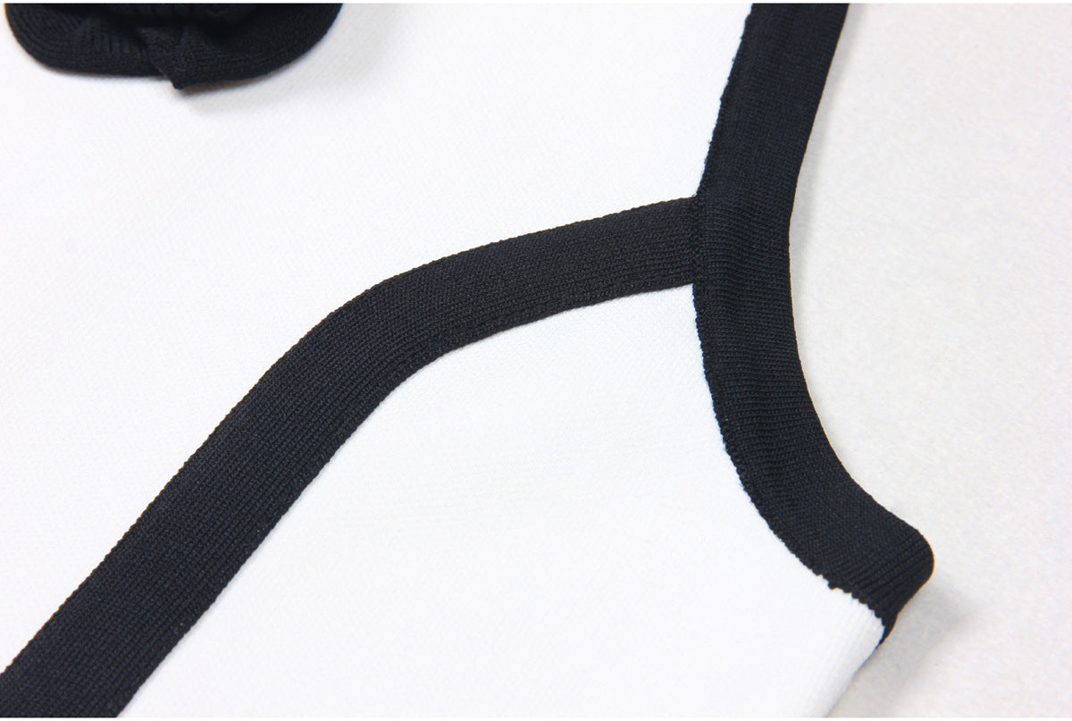 FLOWER KNITTED MINI DRESS IN WHITE