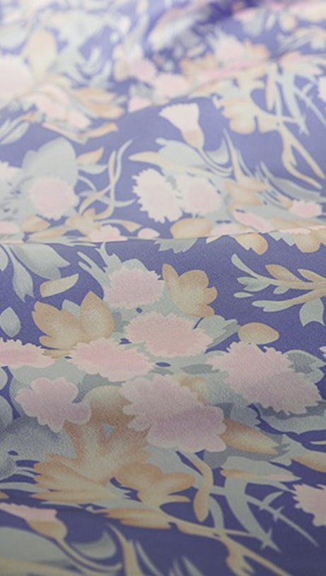 LILAC FLORAL PRINT V - NECK MAXI DRESS WITH LACE BELT