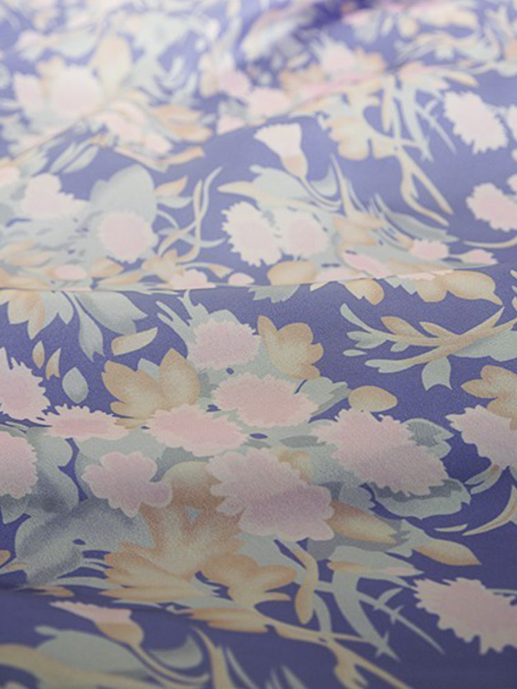 AIIZIE LILAC FLORAL PRINT V - NECK MAXI DRESS WITH LACE BELT - product image