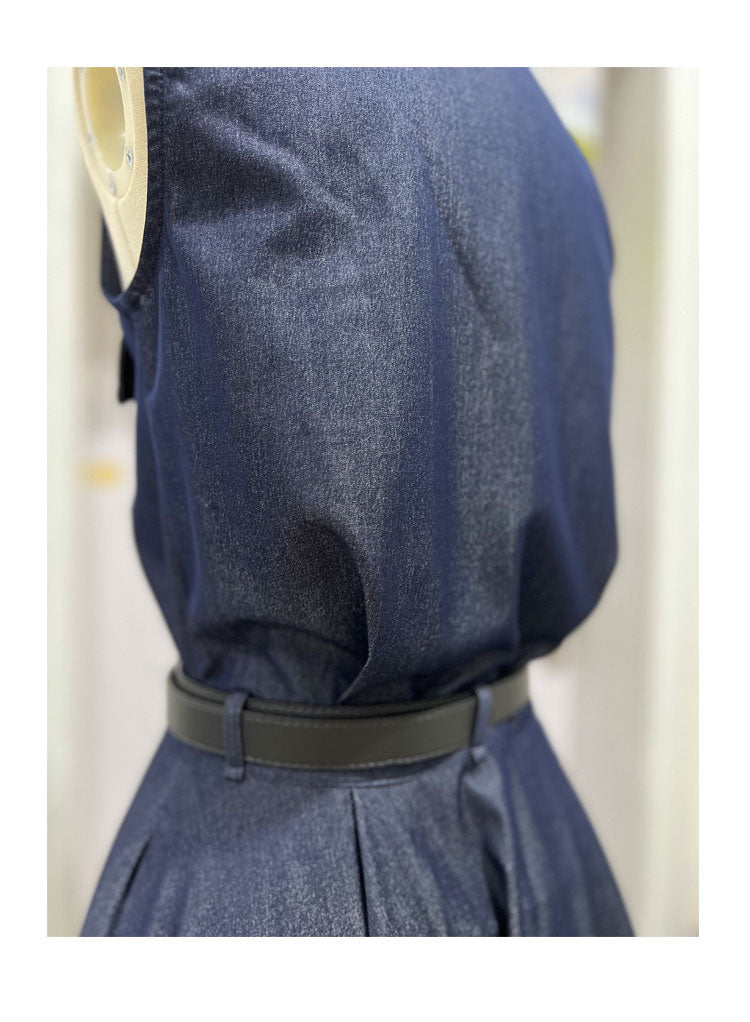 AIIZIE NAVY SLEEVELESS SHIRT MIDI DRESS - product image