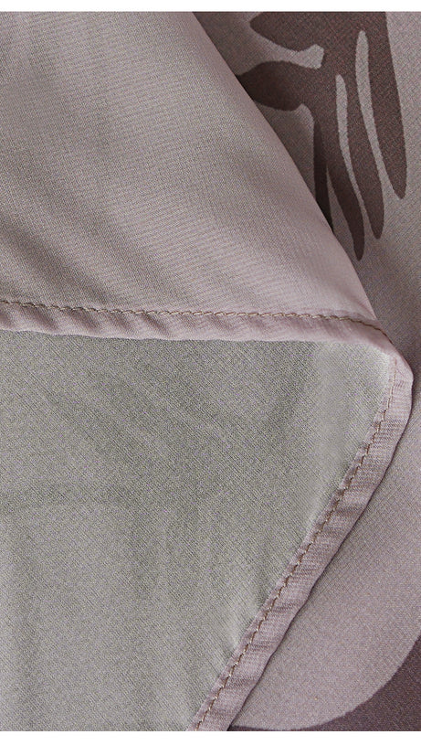 LILAC PRINTED MAXI DRESS WITH TIE - WAIST AND FLARED SLEEVES