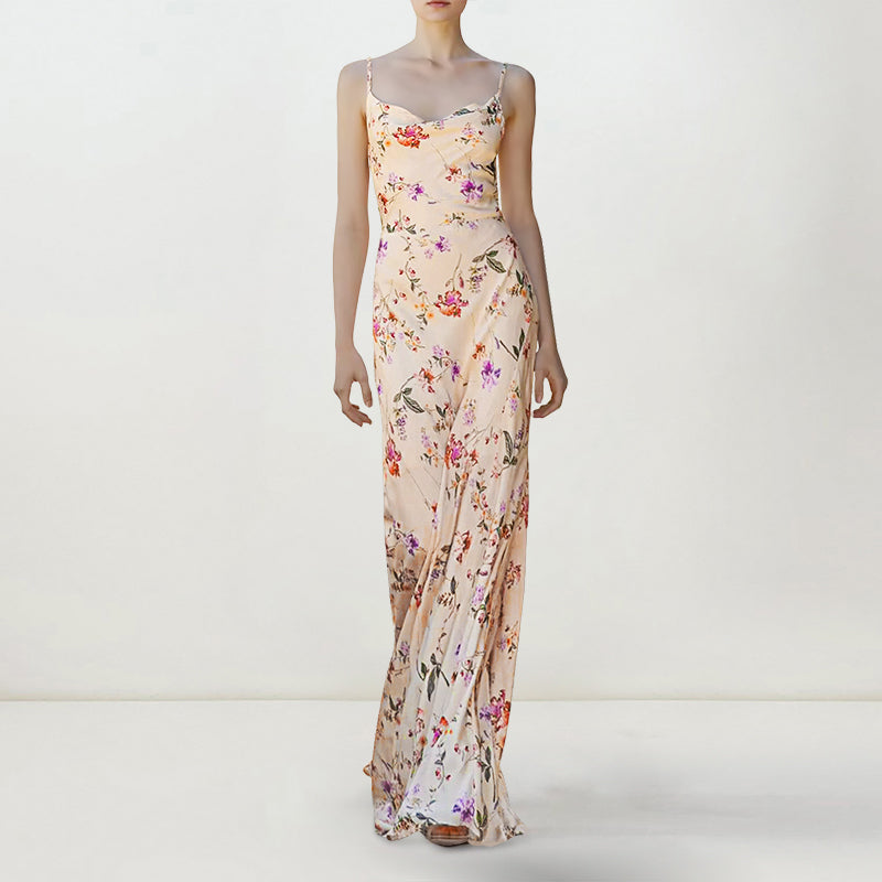FLORAL PRINT SPAGHETTI STRAP MAXI DRESS
