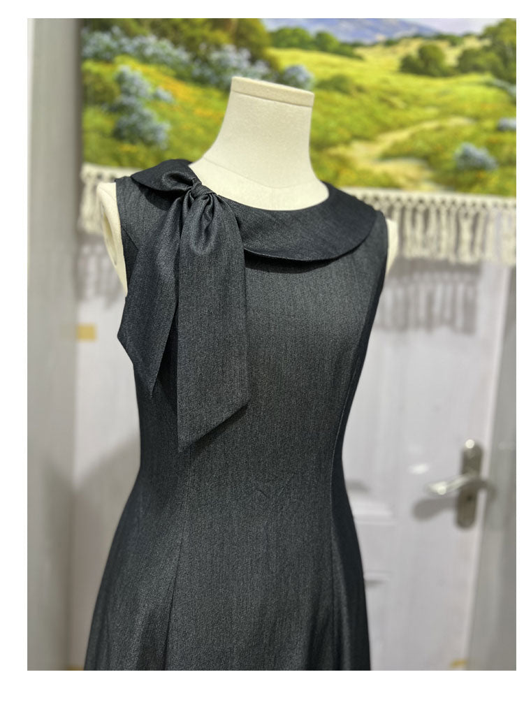 AIIZIE GREY SLEEVELESS BELTED MIDI DRESS - product image