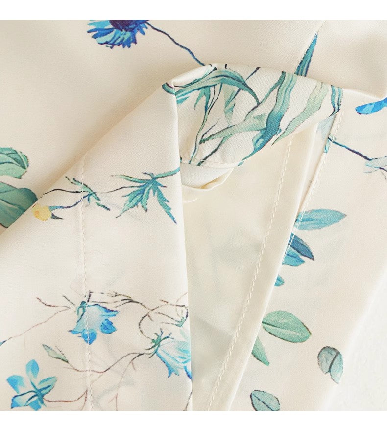 AIIZIE FLORAL PRINT WRAP JUMPSUIT WITH LONG SLEEVES AND WAIST BELT - product image