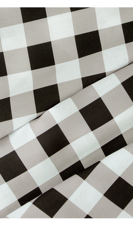 BLACK AND WHITE CHECKERED SHIRT DRESS WITH BELT