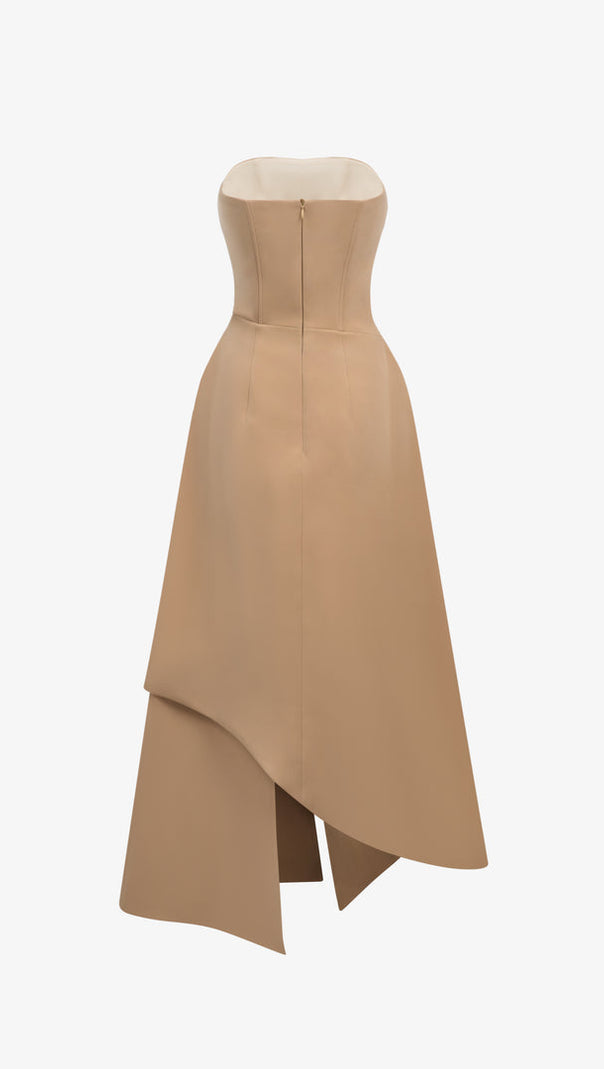 AIIZIE HIGH WAIST SLIM IRREGULAR TUBE TOP MIDI DRESS - product image