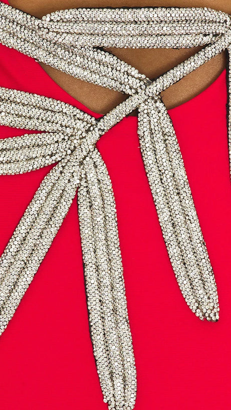 CANDICE LONG SLEEVE BACKLESS MAXI DRESS IN RED