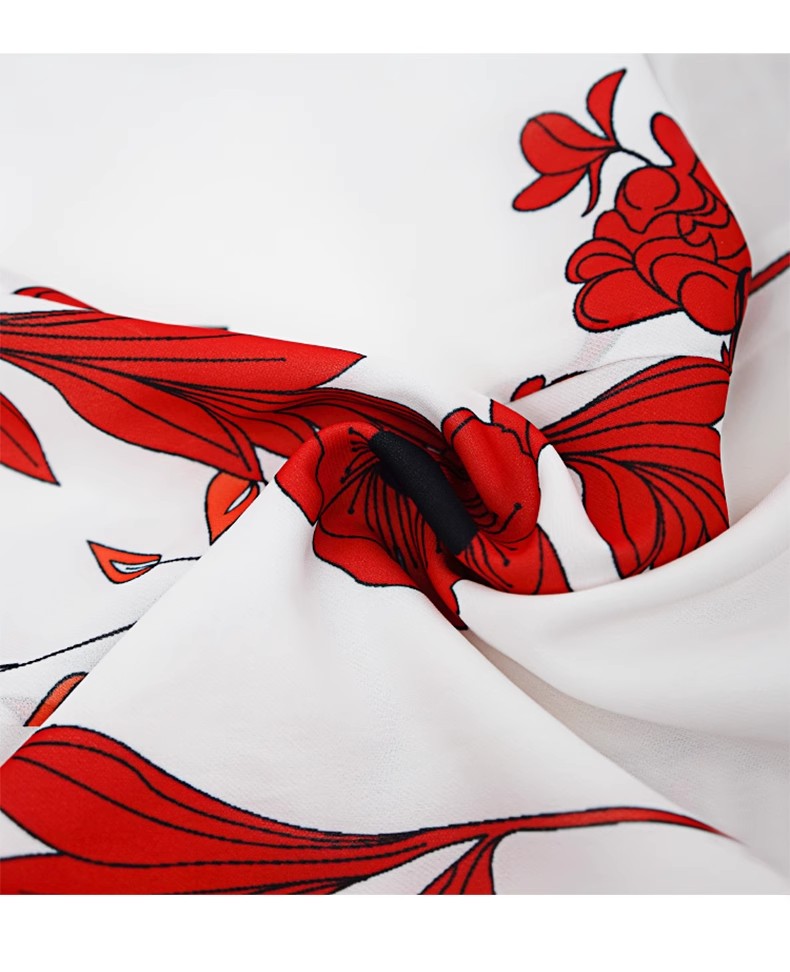 AIIZIE WHITE RED FLORAL OFF - SHOULDER TIERED MAXI DRESS - product image