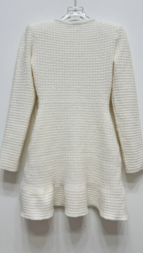 CREAM BUTTONED KNIT MINI DRESS