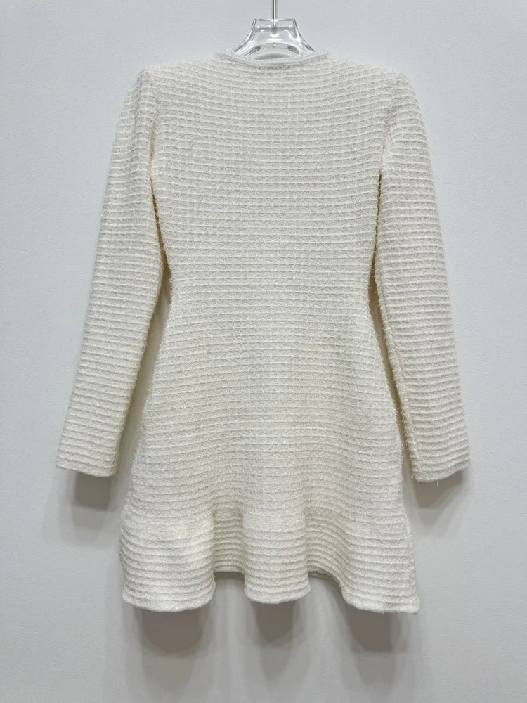 AIIZIE CREAM BUTTONED KNIT MINI DRESS - product image