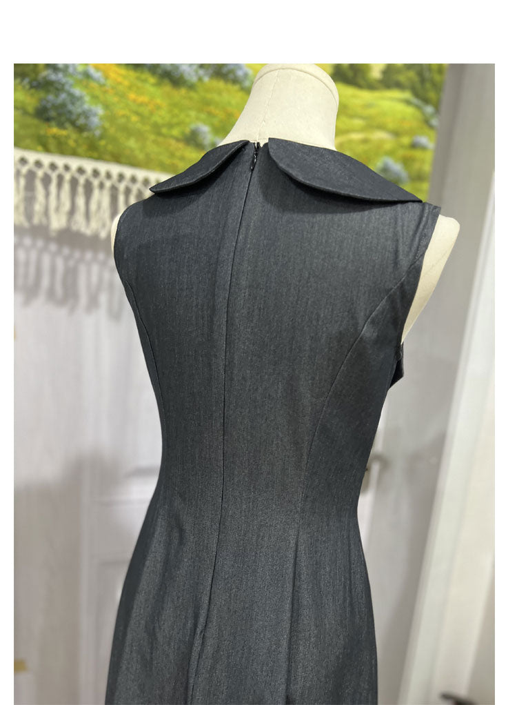 AIIZIE GREY SLEEVELESS BELTED MIDI DRESS - product image