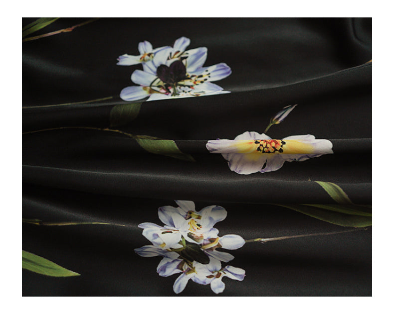 BLACK PRINTED SINGLE - BREASTED SHIRT MAXI DRESS