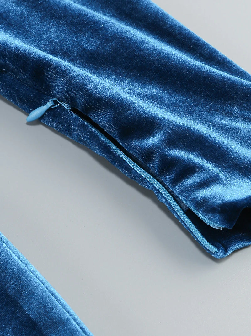 Gianni One Shoulder Velvet Cutout Maxi Dress