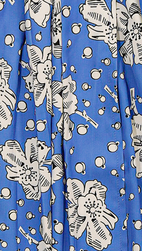 ELEGANT BLUE FLORAL OFF - SHOULDER MAXI DRESS WITH LACE TRIM