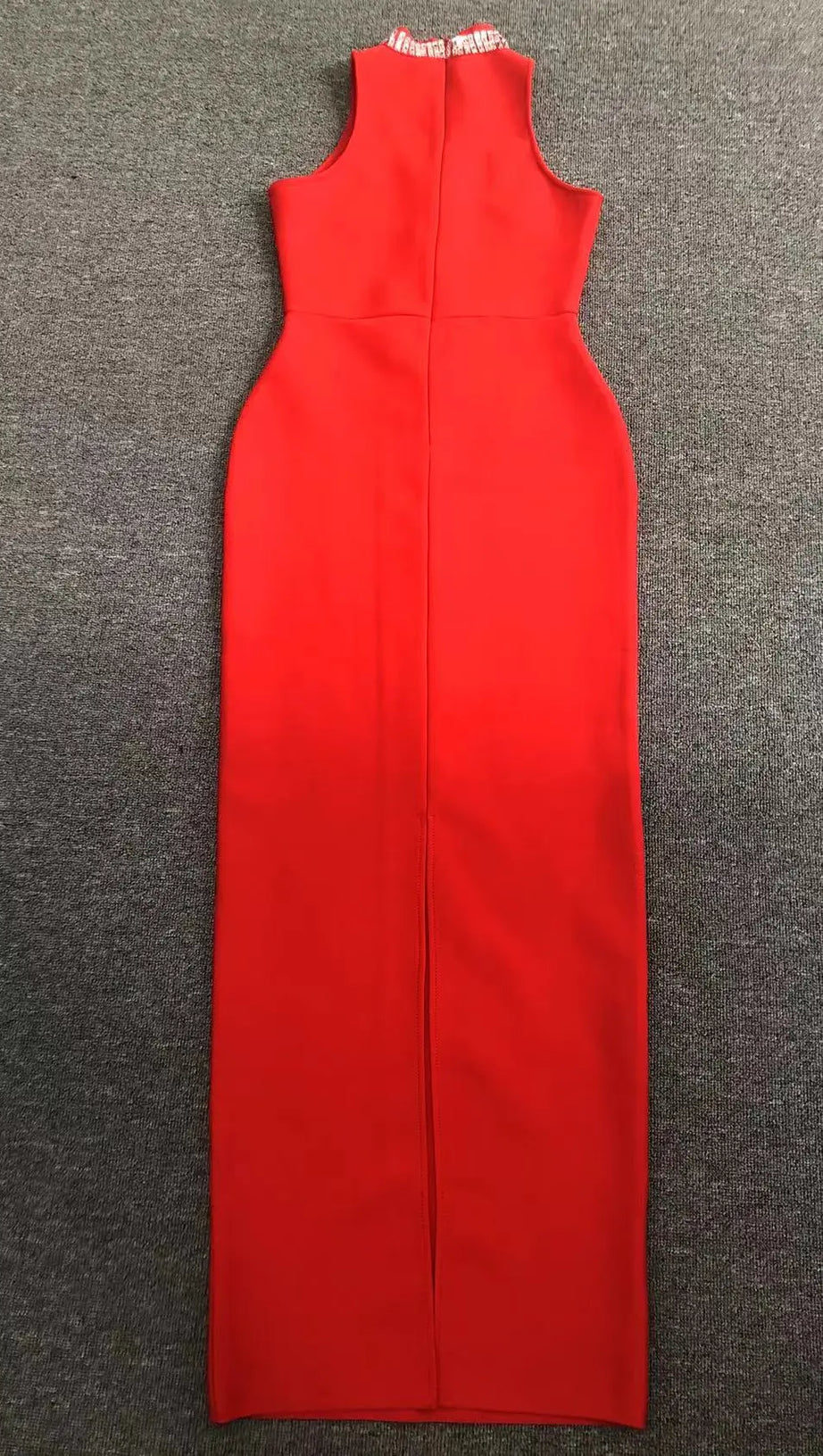 RHINESTONE BANDAGE MAXI DRESS IN RED