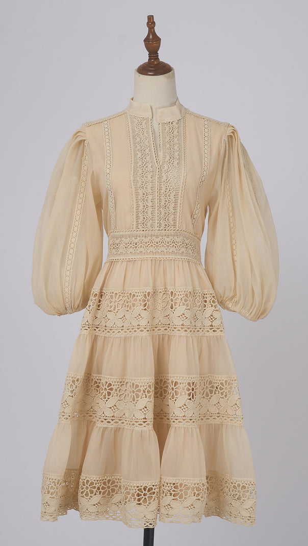 AIIZIE APRICOT LACE - TRIMMED TIERED FALL DRESS - product image