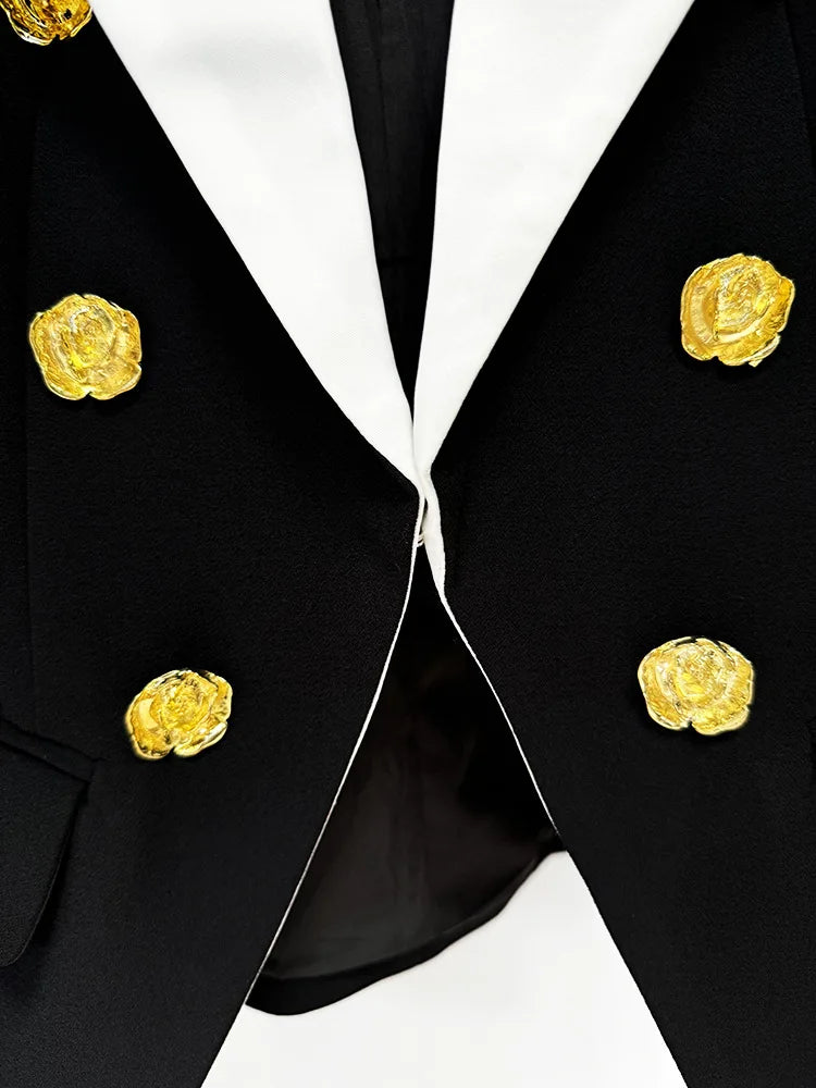 AIIZIE GISELLE SLIM-FIT JACKET WITH ROSES BUTTONS IN BLACK - product image