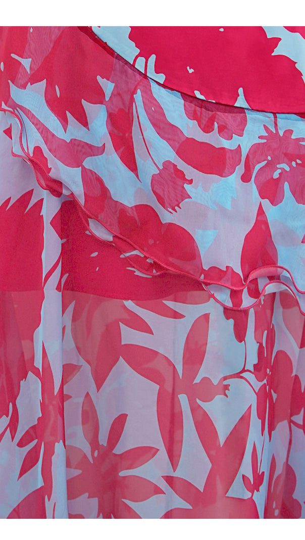 AIIZIE ELEGANT FLORAL WRAP DRESS WITH RUFFLED HEM AND SHEER DETAILS - product image