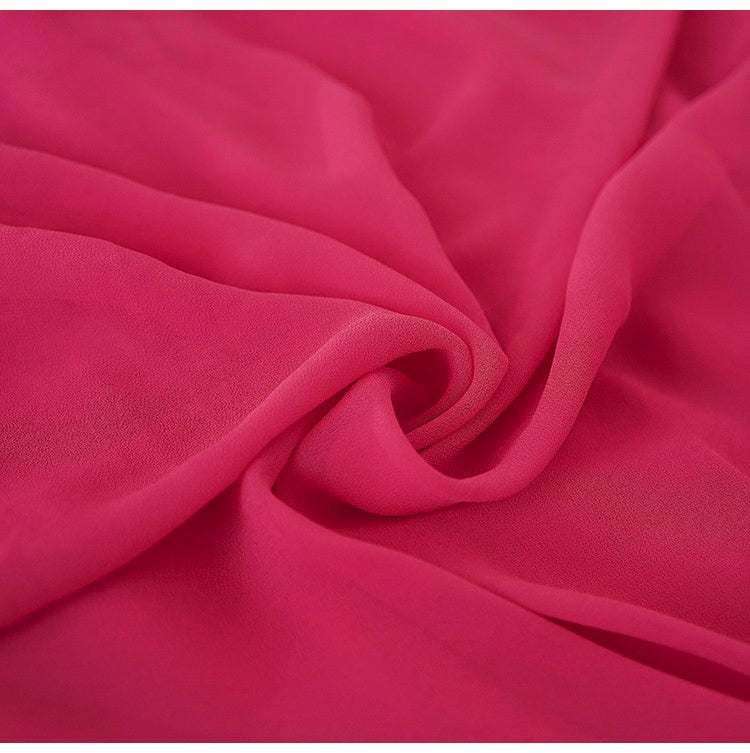 PINK CHIFFON RUFFLED MAXI DRESS WITH HIGH NECKLINE