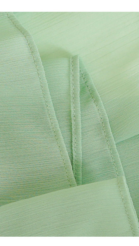 ELEGANT GREEN MAXI DRESS WITH SHEER LONG SLEEVES