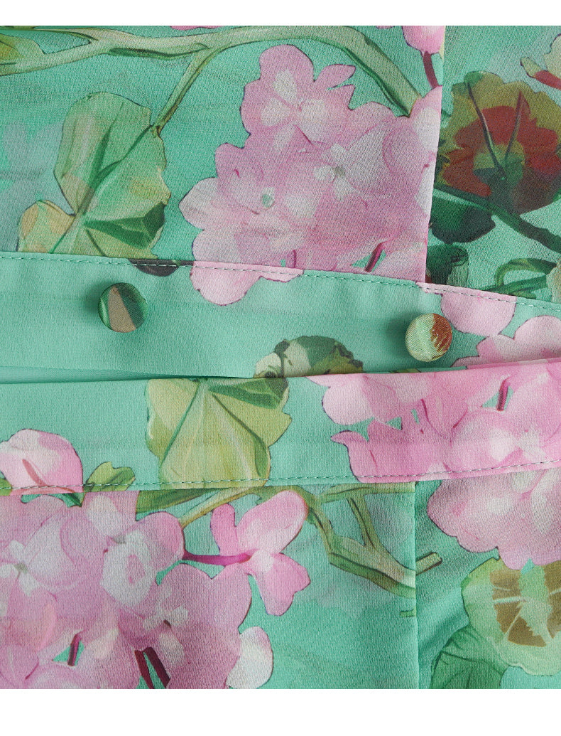 AIIZIE GREEN SHEER FLORAL MAXI DRESS WITH SHIRT COLLAR - product image