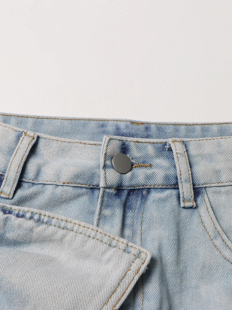 ERIN JEANSROCK MIT SAURE-WASH-RÜSCHEN