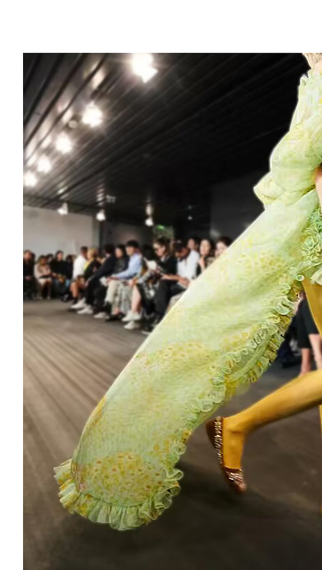 GREEN ELEGANT FLORAL CHIFFON MAXI DRESS WITH RUFFLES AND BELT