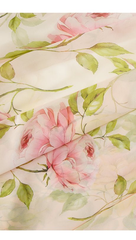 FLORAL PRINT WRAP V - NECK CHIFFON MAXI DRESS