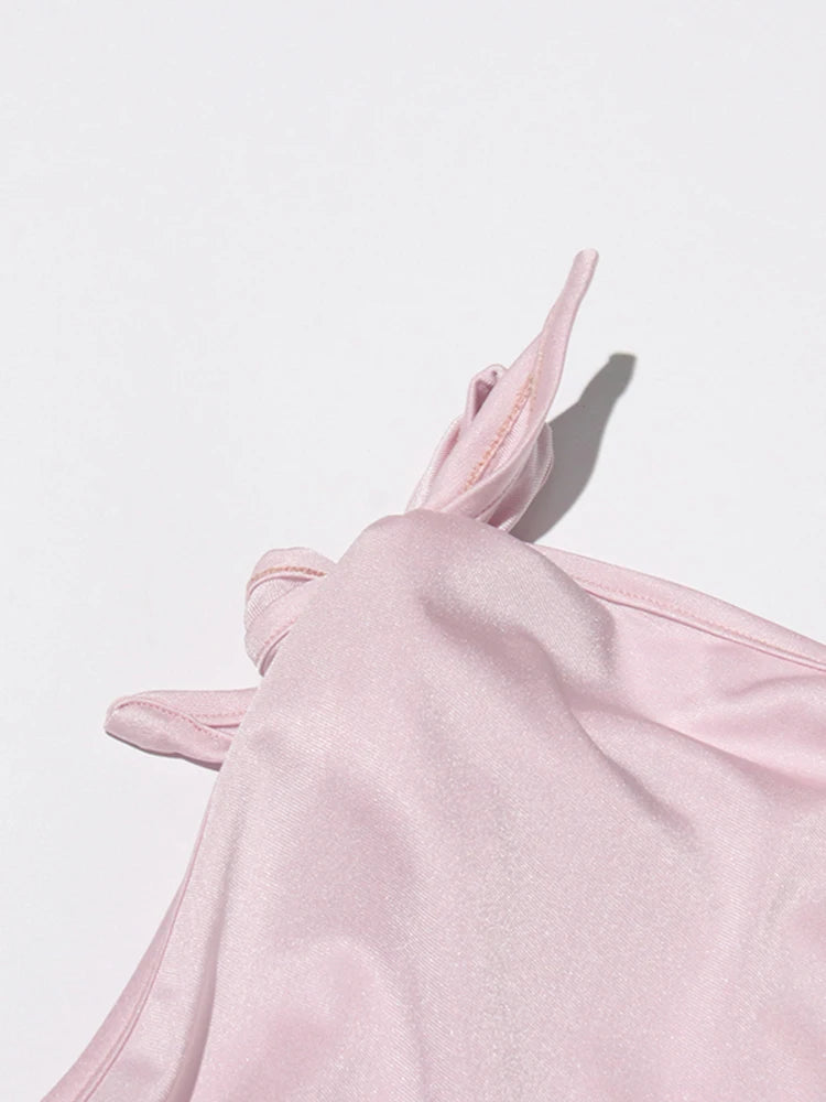 AIIZIE EILEEN PINK 3D FLOWER SEMI-FORMAL MIDI DRESS - product image