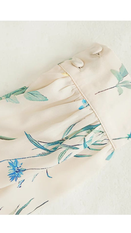 Wickel-Jumpsuit mit Blumenmuster, langen Ärmeln und Taillengürtel 