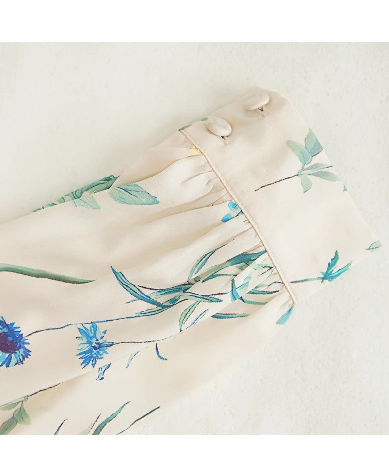 AIIZIE FLORAL PRINT WRAP JUMPSUIT WITH LONG SLEEVES AND WAIST BELT - product image