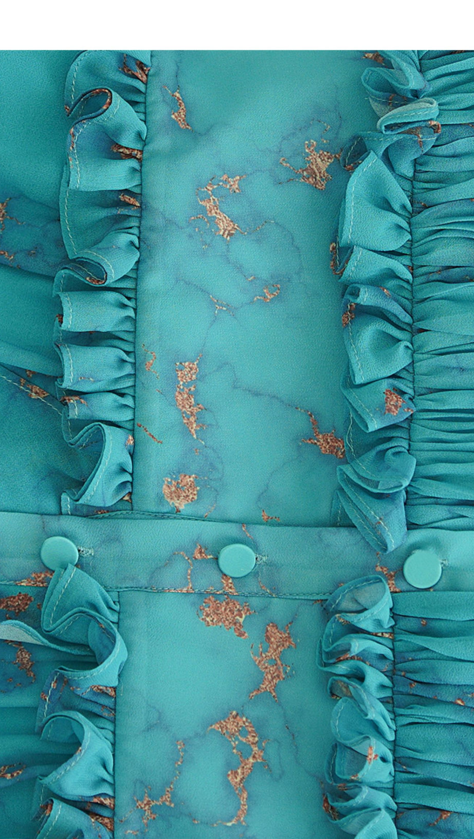 ELEGANT TEAL FLORAL MAXI DRESS WITH RUFFLES AND BUTTONS