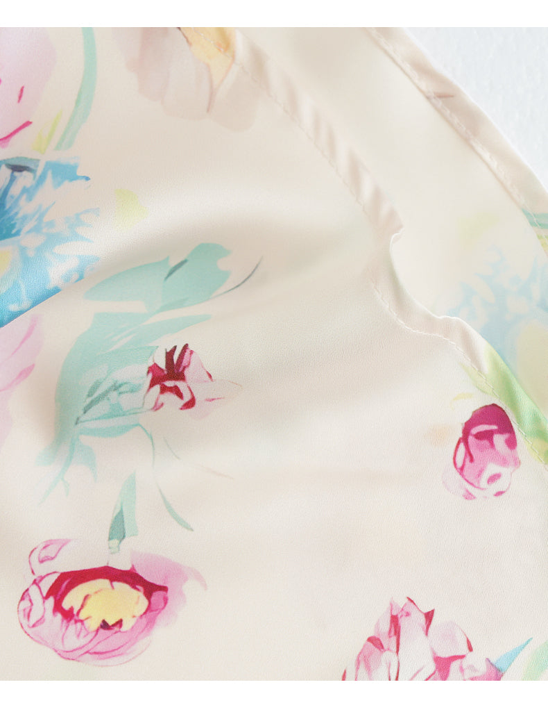 AIIZIE FLORAL PRINT V - NECK MAXI DRESS WITH PUFF SLEEVES - product image