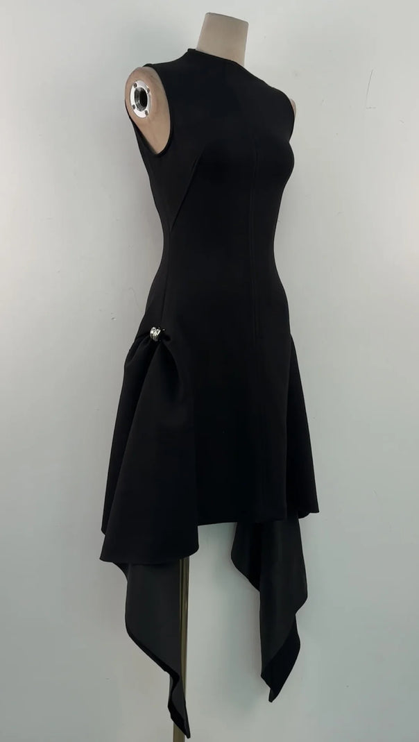AIIZIE AMATO SLEEVELESS FRINGE MINI DRESS IN BLACK - product image