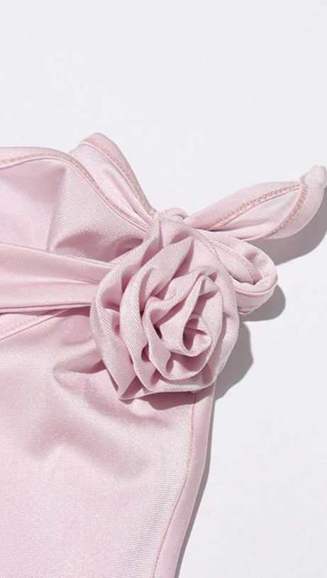 Halbformales Midikleid „Eileen Pink“ mit 3D-Blumen