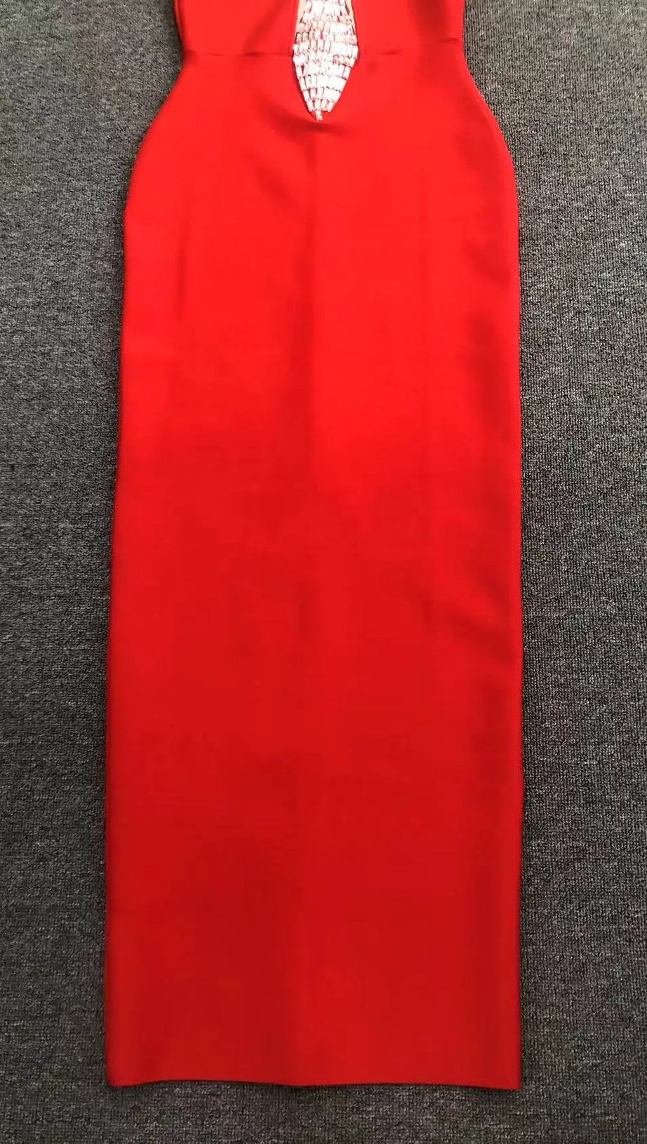 RHINESTONE BANDAGE MAXI DRESS IN RED