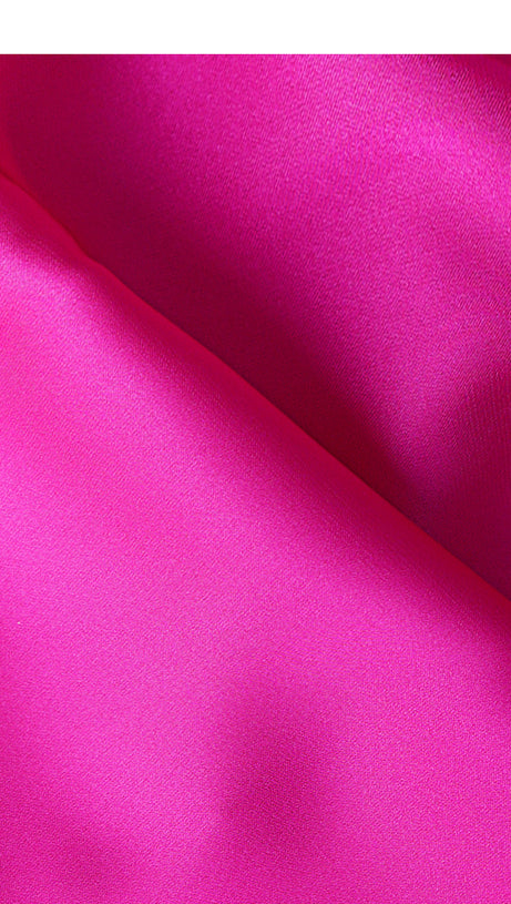 Fuchsiafarbenes Midikleid mit Puffärmeln und Bund 