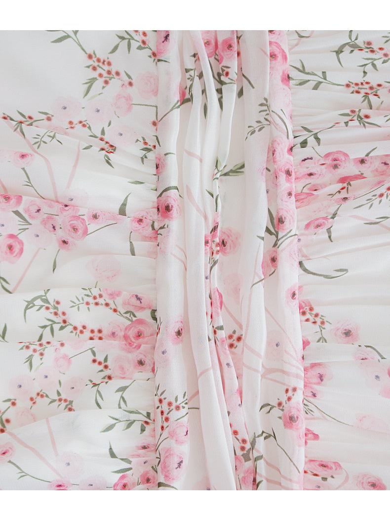 AIIZIE PINK FLORAL CHIFFON MAXI DRESS WITH LONG SLEEVES - product image