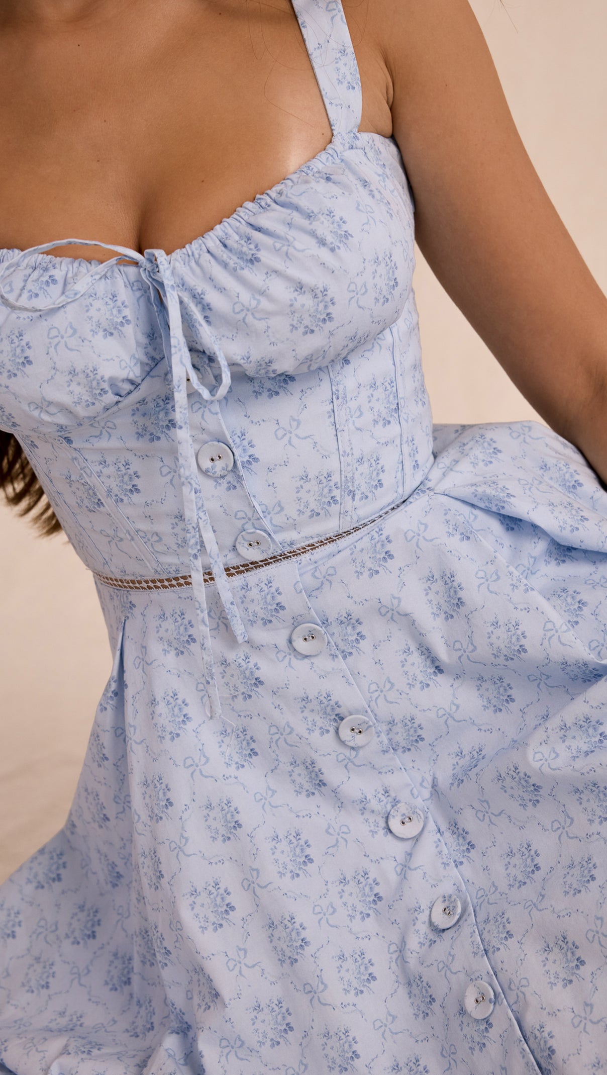 AIIZIE BLUE STRAPLESS FLORAL PRINT MINI DRESS - product image