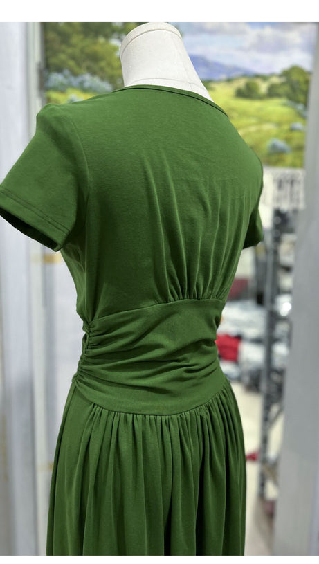 GREEN COWL NECK MIDI DRESS