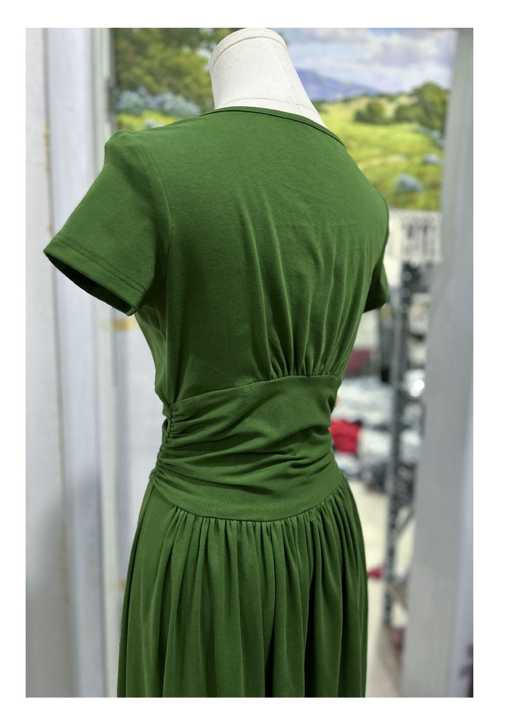 GREEN COWL NECK MIDI DRESS