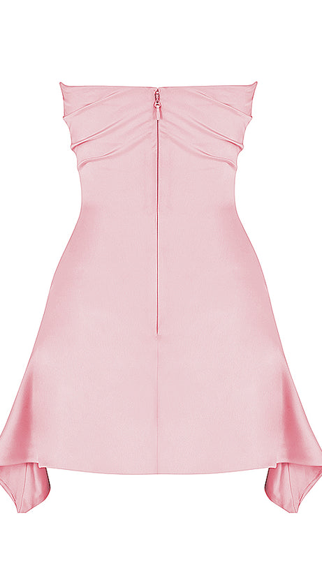 ROSA DRAPIERTES TRÄGERLOSES MINIKLEID