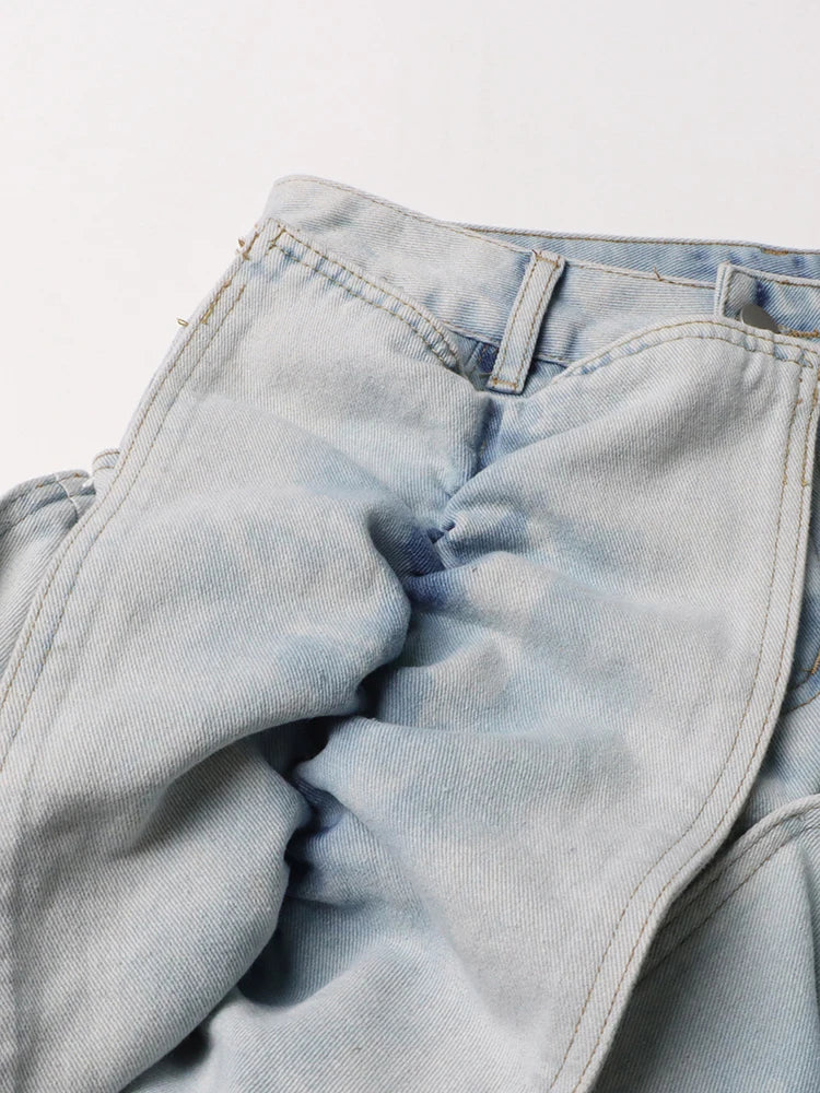 AIIZIE ERIN ACID WASH RUFFLE JEAN SKIRT - product image