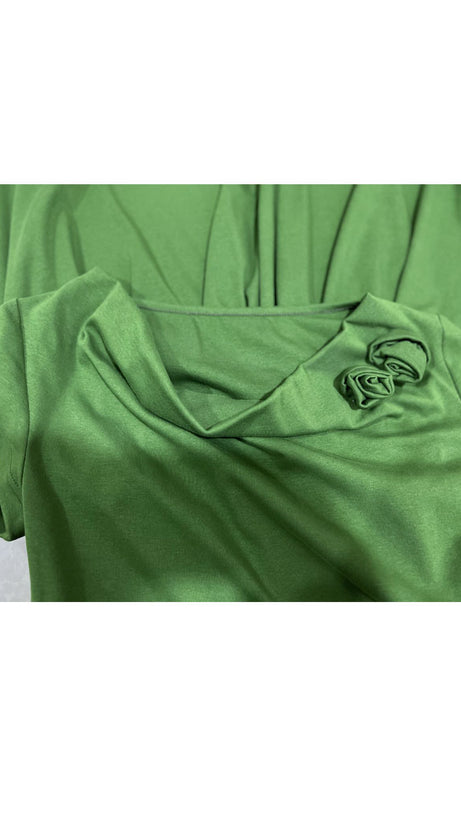 GREEN COWL NECK MIDI DRESS